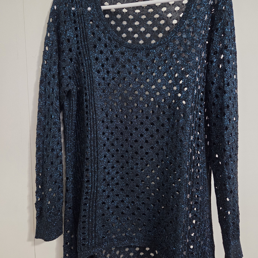 Rock & Republic Metallic Navy Women's Sweater